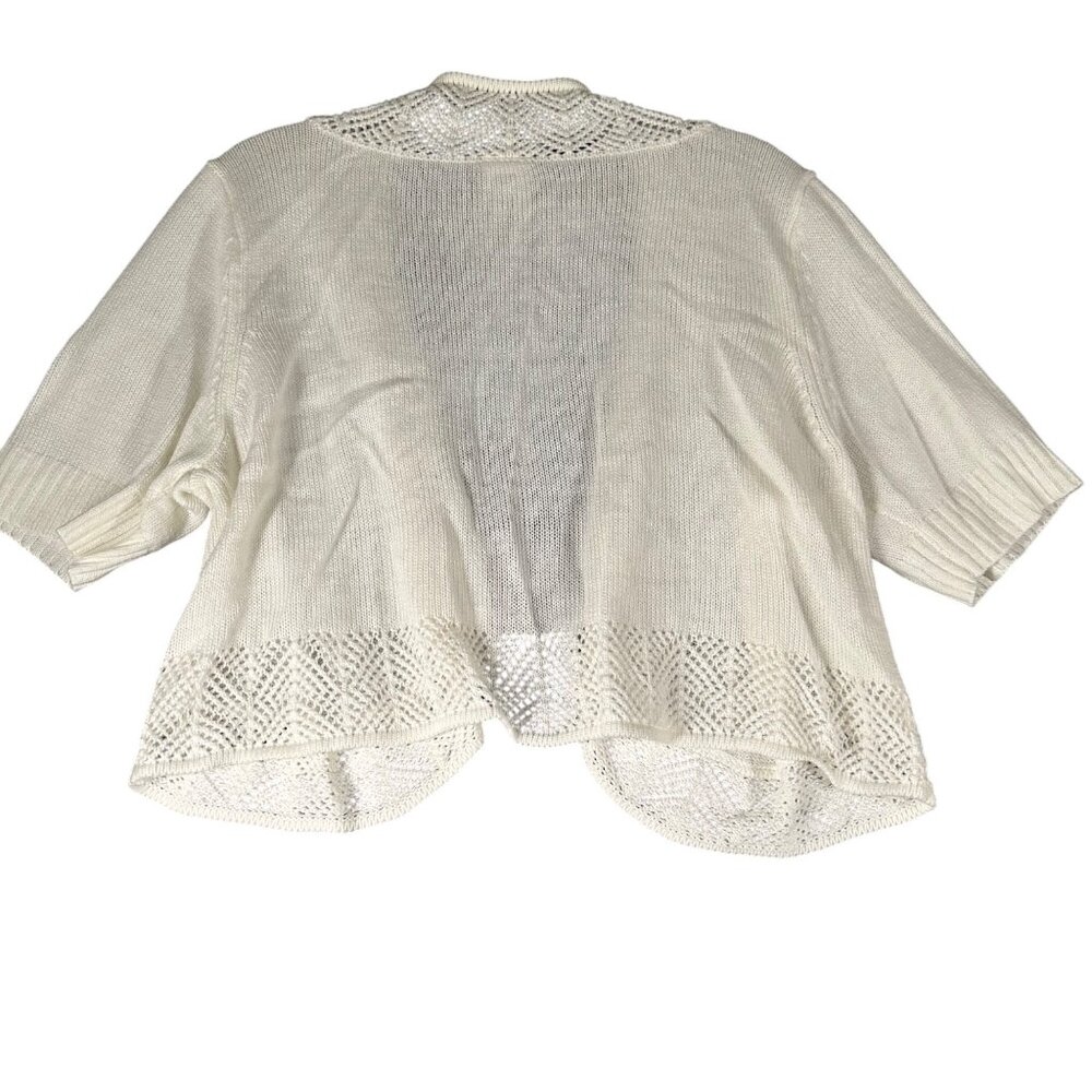 Vtg Blair Womens Medium Cream Scalloped Crochet Shrug Sweater Cardigan‎ - Picture 8 of 8